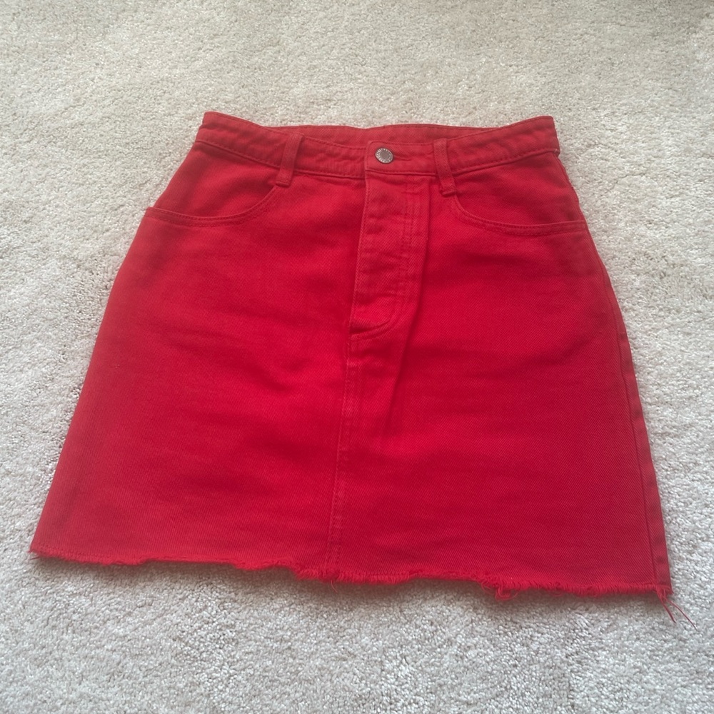 John Galt by Brandy Melville red denim button-up skirt